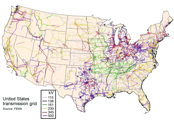 u.s. transmission power line map